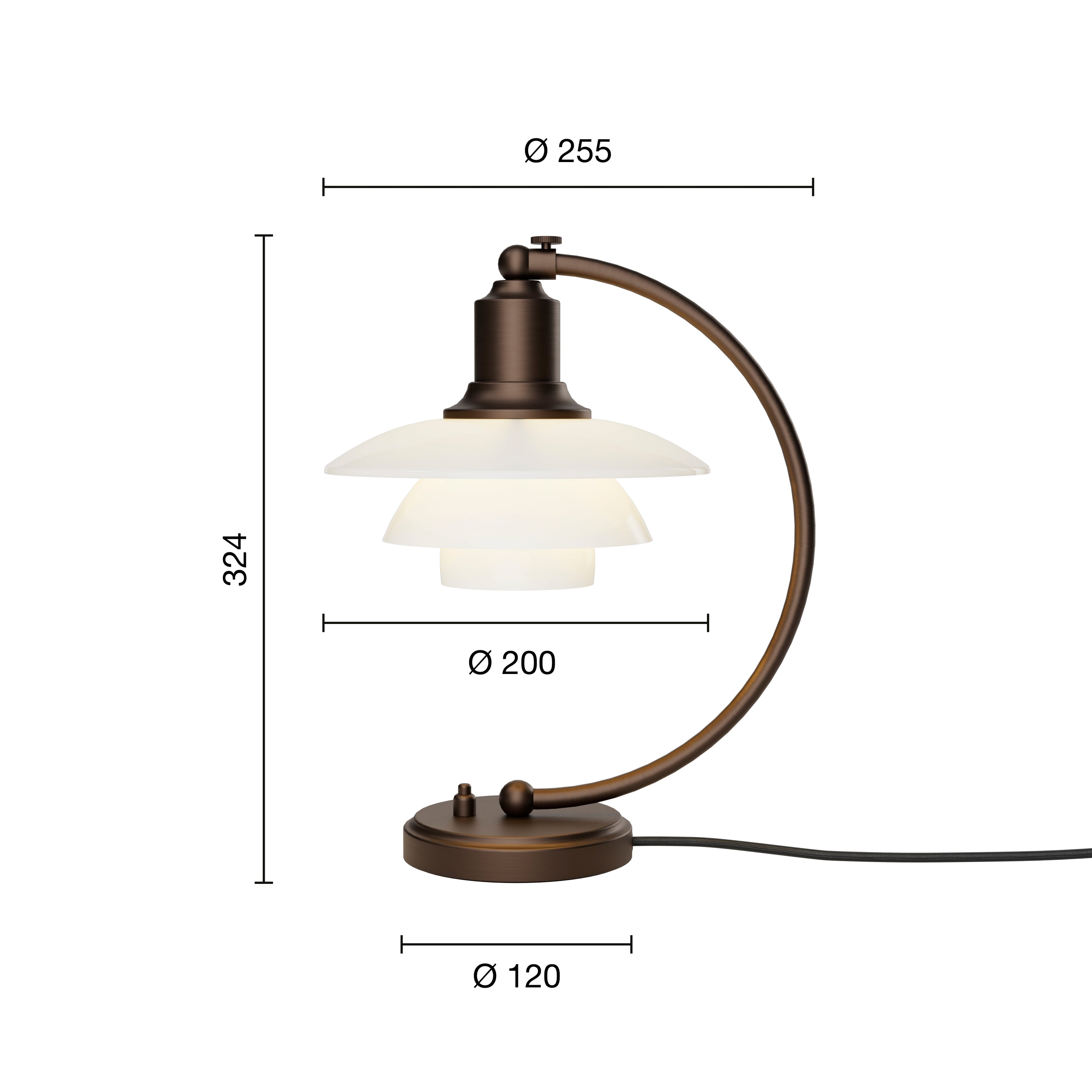 PH 2/2 Luna Bordlampe, Aged Brass – Louis Poulsen